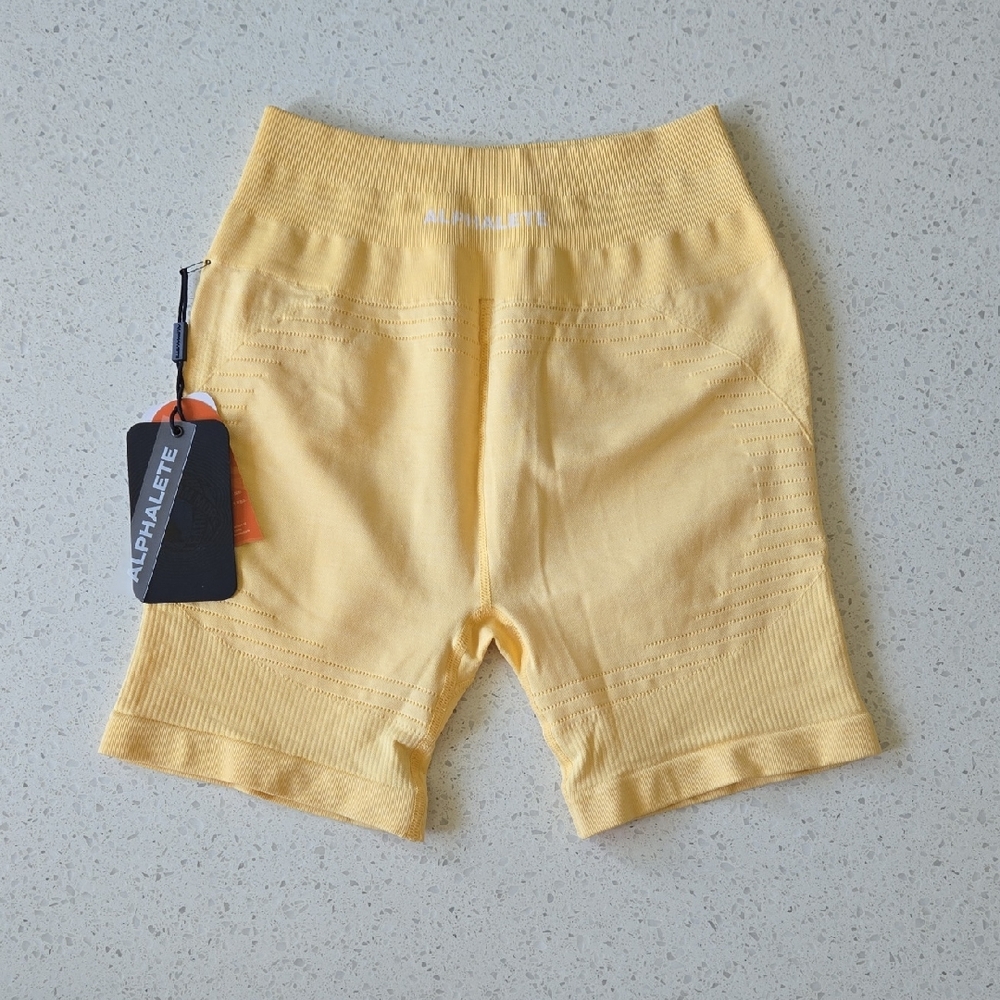 Alphalete Lemon Yellow Seamless High-Waist Bike Shorts